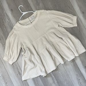 Cotton Gauze Top neutral ground tiered flowy womens Cream (small) natural boho